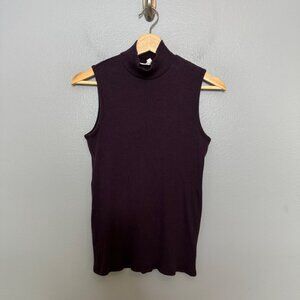 ATHLETA rib turtleneck tank in eggplant size M